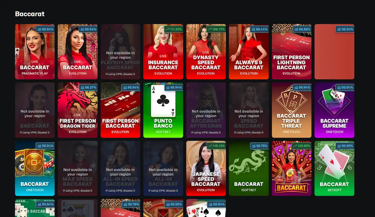 Razed Casino Baccarat – Fortune 6 Baccarat und Standardtische im Live-Casino