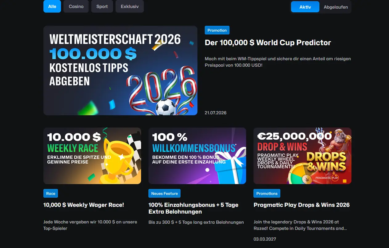 Razed Casino Boni – Übersicht aller Bonusangebote und Aktionen