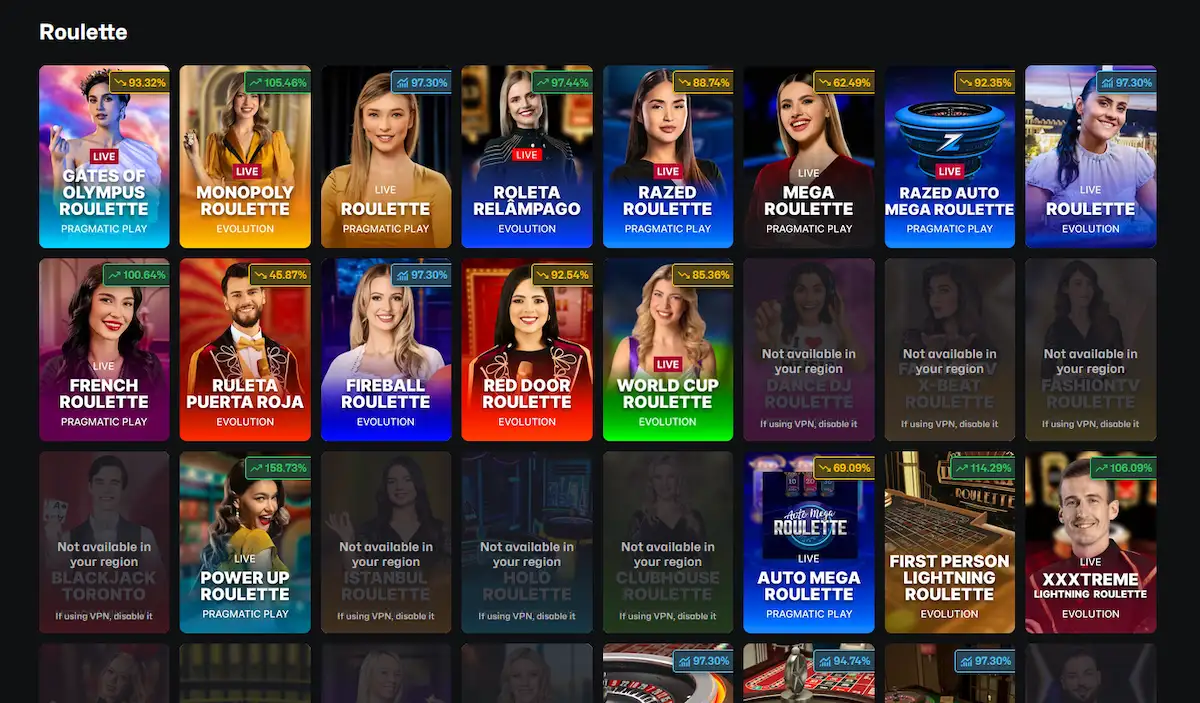 Razed Casino Roulette – Lightning Roulette und American Roulette im Live-Bereich
