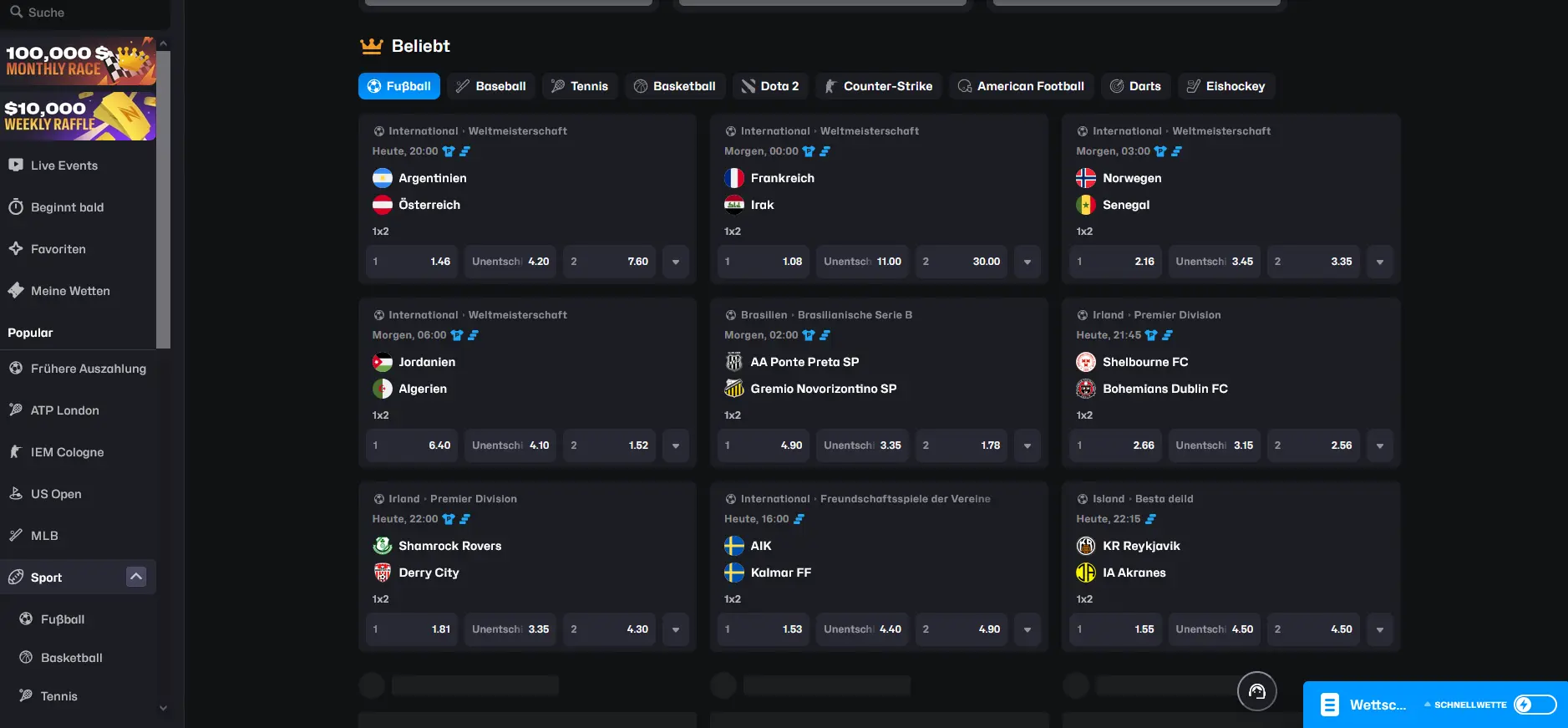 Razed Sports – Sportwetten mit Live-Betting und Combo Boost auf der Plattform